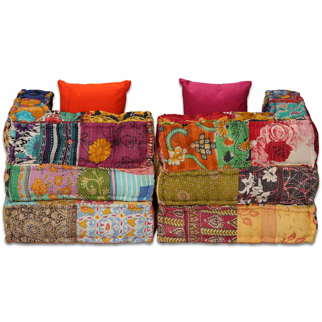 Pouf Modulare a 2 Posti in Tessuto Patchwork | homemem39