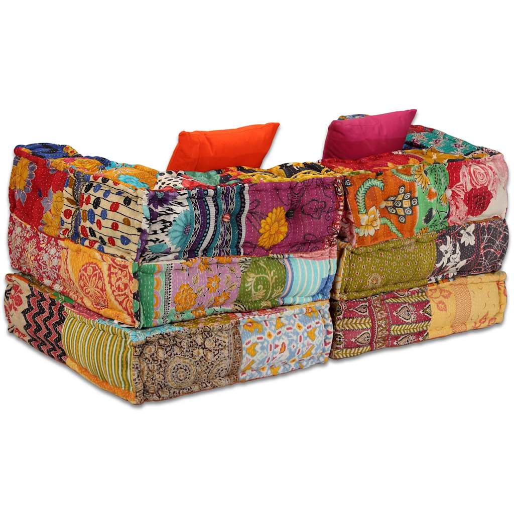 Pouf Modulare a 2 Posti in Tessuto Patchwork | homemem39