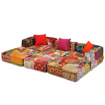 Pouf Modulare a 3 Posti in Tessuto Patchwork | homemem39