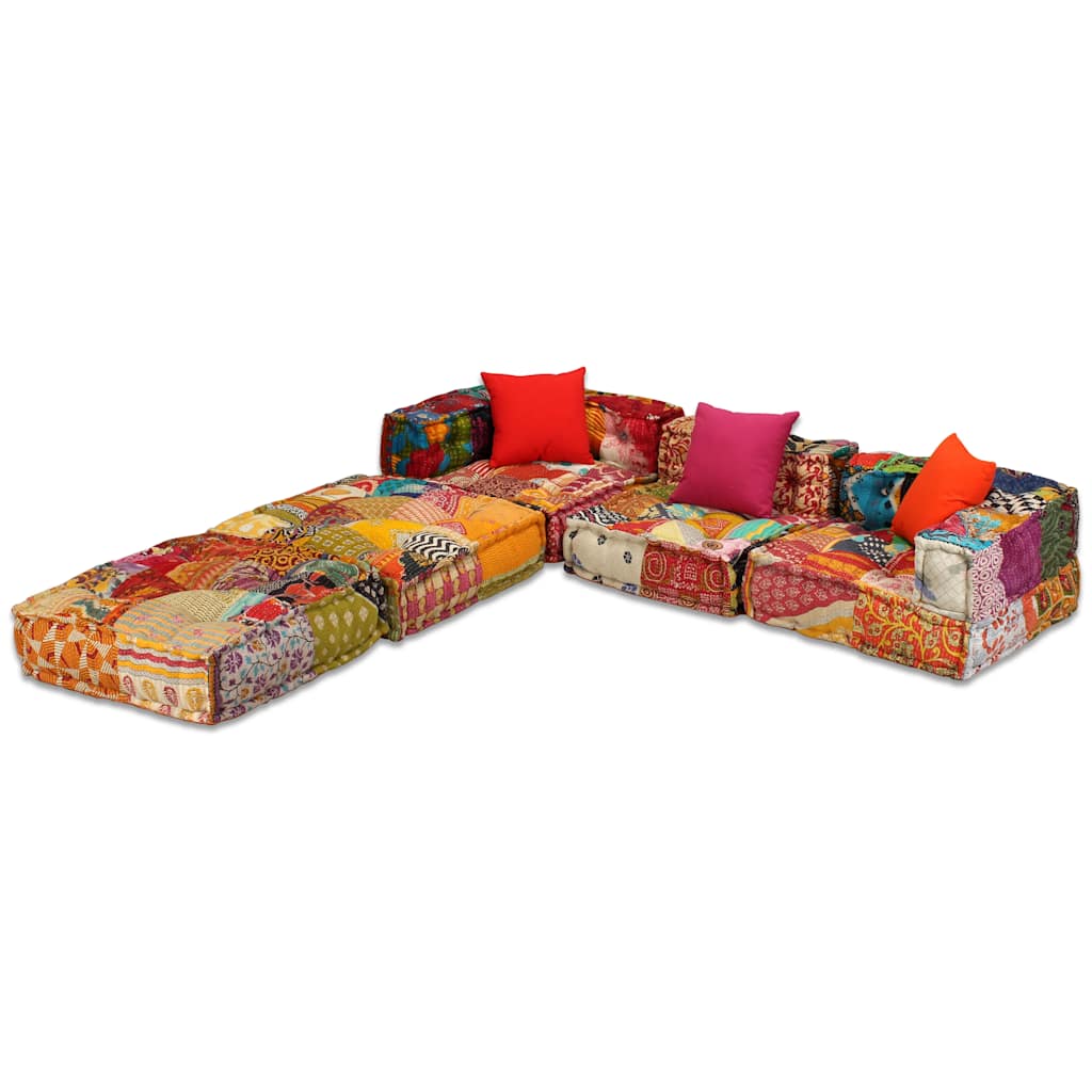 Pouf Modulare a 3 Posti in Tessuto Patchwork | homemem39