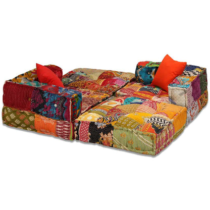 Pouf Modulare a 3 Posti in Tessuto Patchwork | homemem39