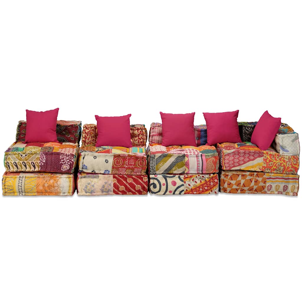 Pouf Modulare a 4 Posti in Tessuto Patchwork | homemem39