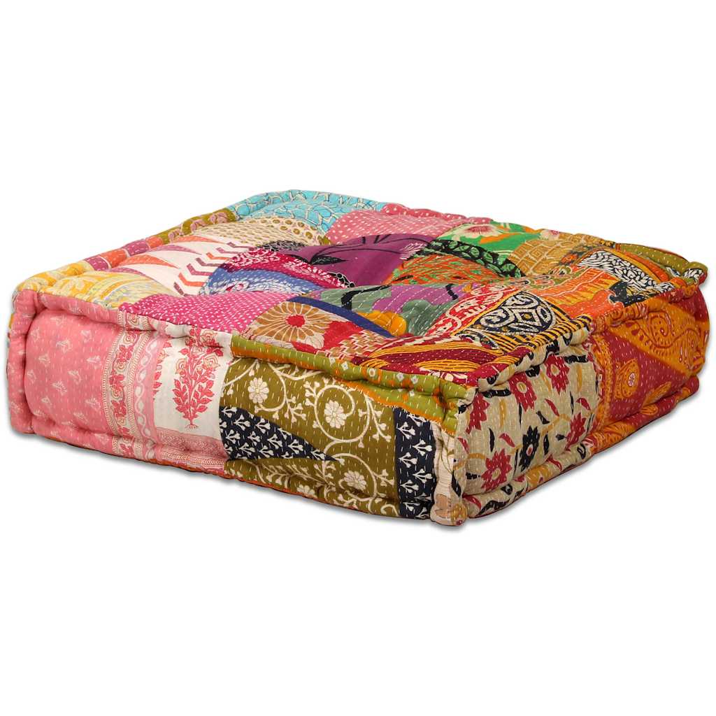 Pouf Modulare a 4 Posti in Tessuto Patchwork