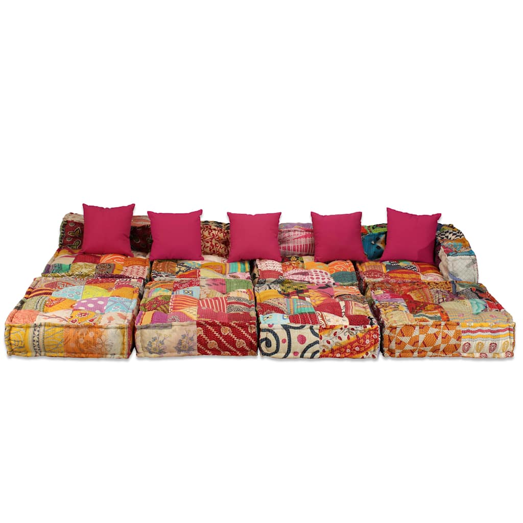 Pouf Modulare a 4 Posti in Tessuto Patchwork | homemem39