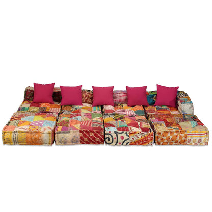 Pouf Modulare a 4 Posti in Tessuto Patchwork | homemem39