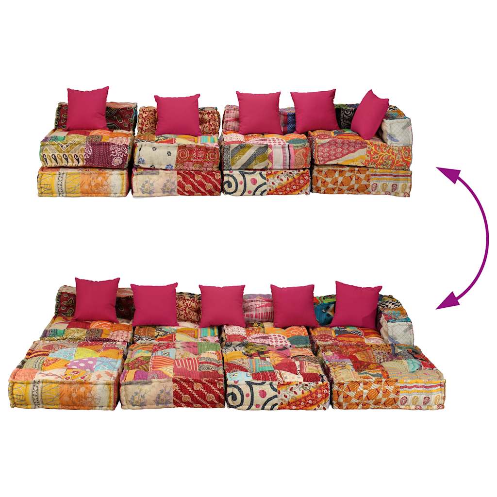 Pouf Modulare a 4 Posti in Tessuto Patchwork | homemem39