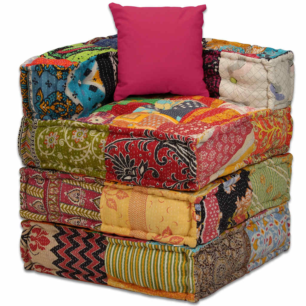 Pouf Modulare a 4 Posti in Tessuto Patchwork | homemem39