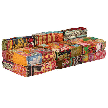 Pouf Modulare a 3 Posti in Tessuto Patchwork | homemem39