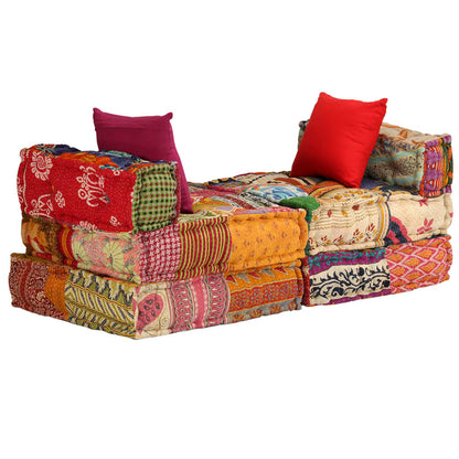 Pouf Modulare a 3 Posti in Tessuto Patchwork | homemem39