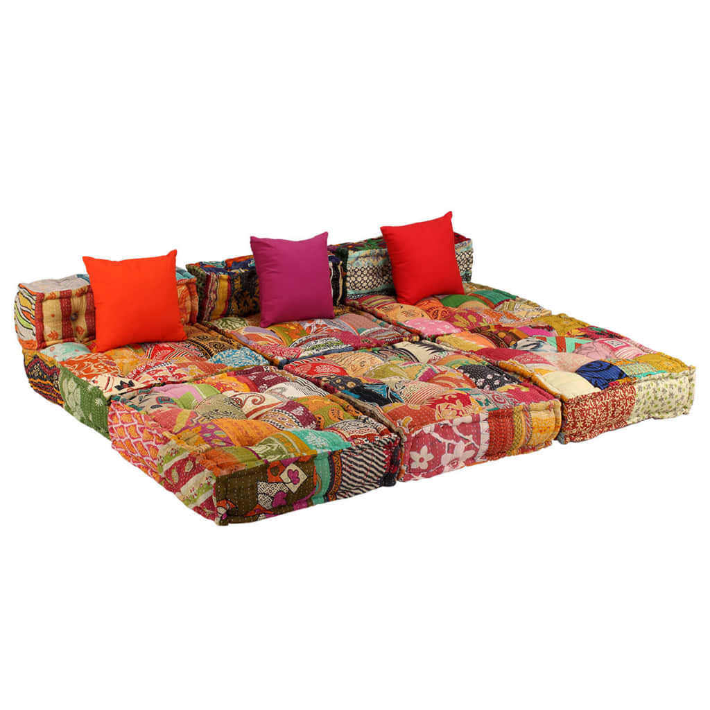 Pouf Modulare a 3 Posti in Tessuto Patchwork | homemem39
