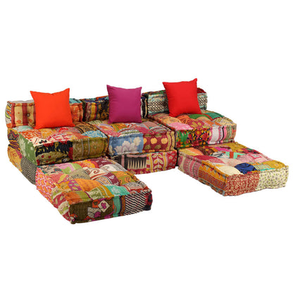 Pouf Modulare a 3 Posti in Tessuto Patchwork | homemem39