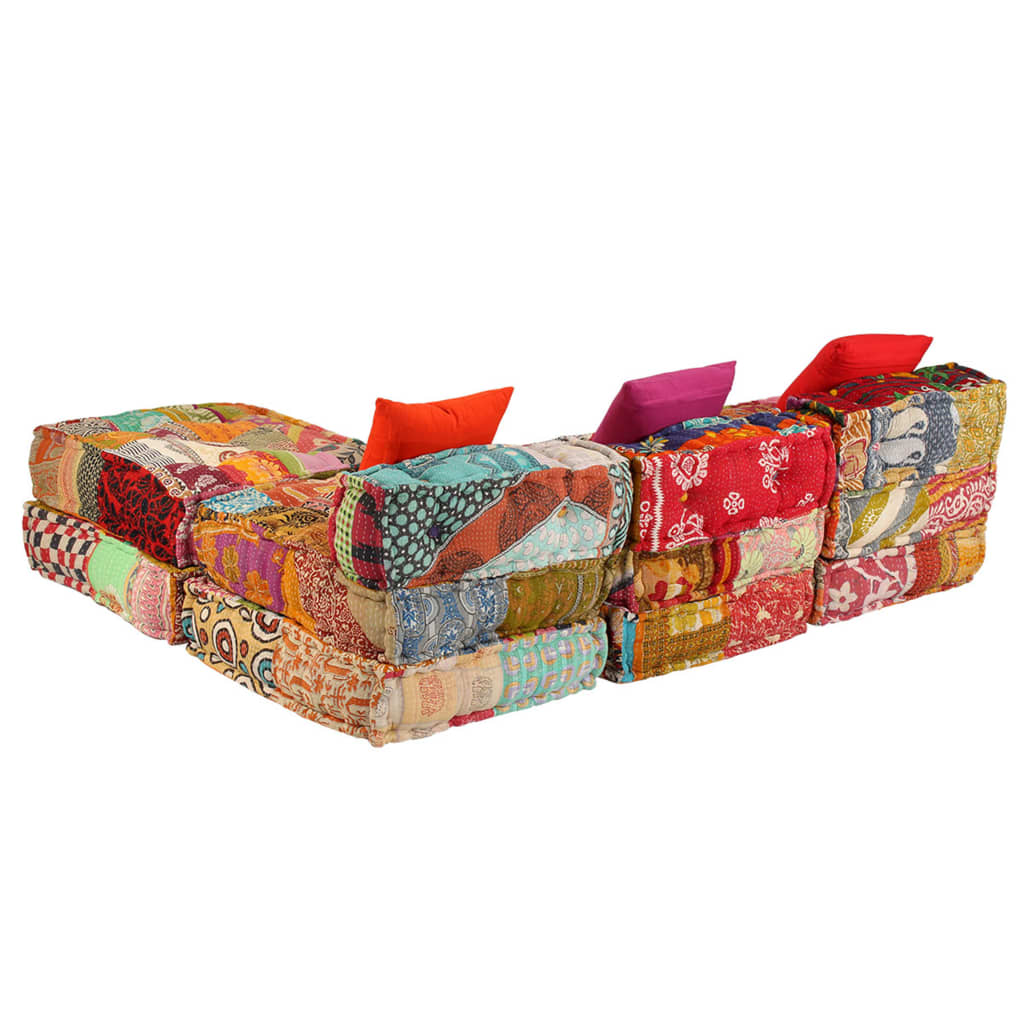 Pouf Modulare a 3 Posti in Tessuto Patchwork | homemem39