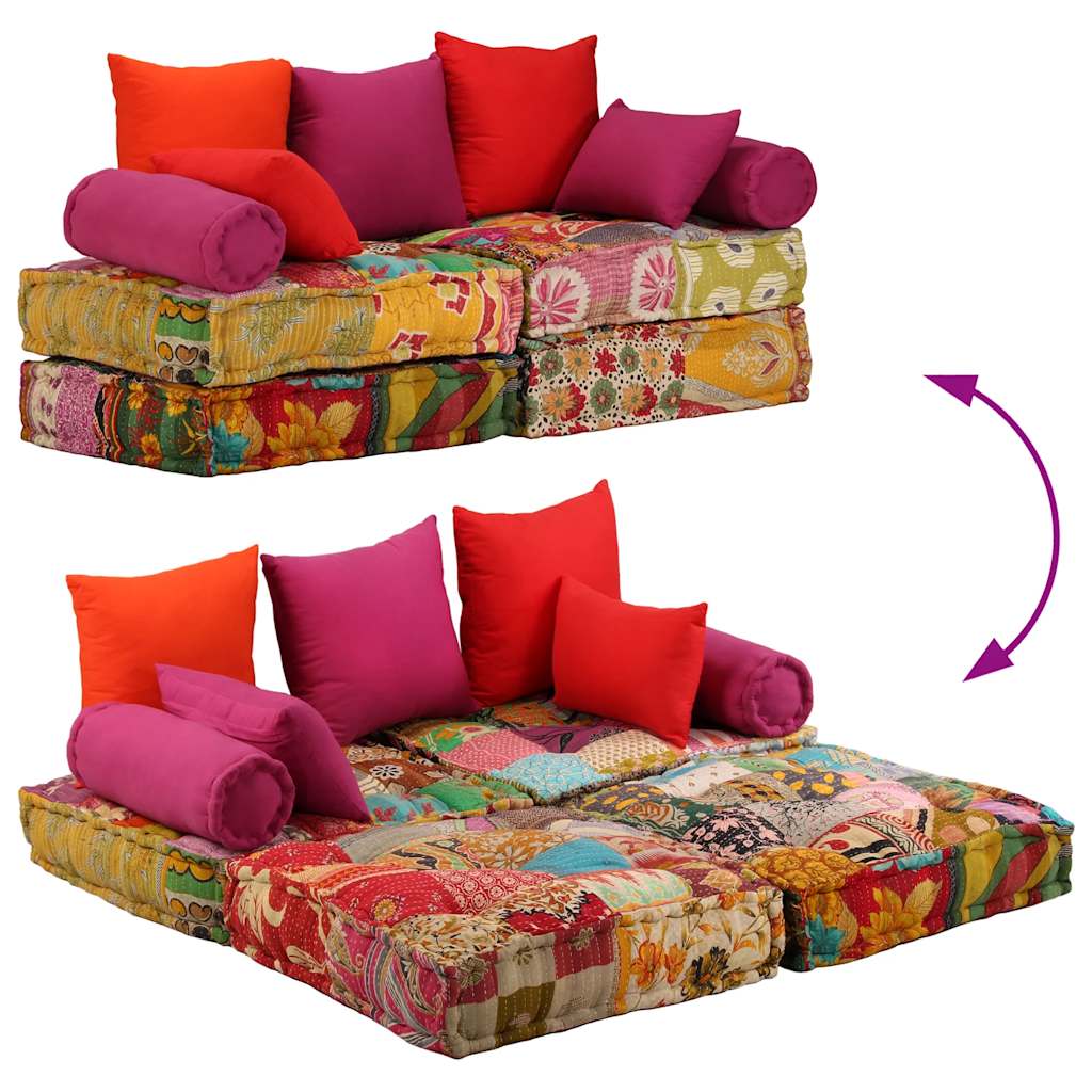Pouf Modulare a 2 Posti in Tessuto Patchwork | homemem39