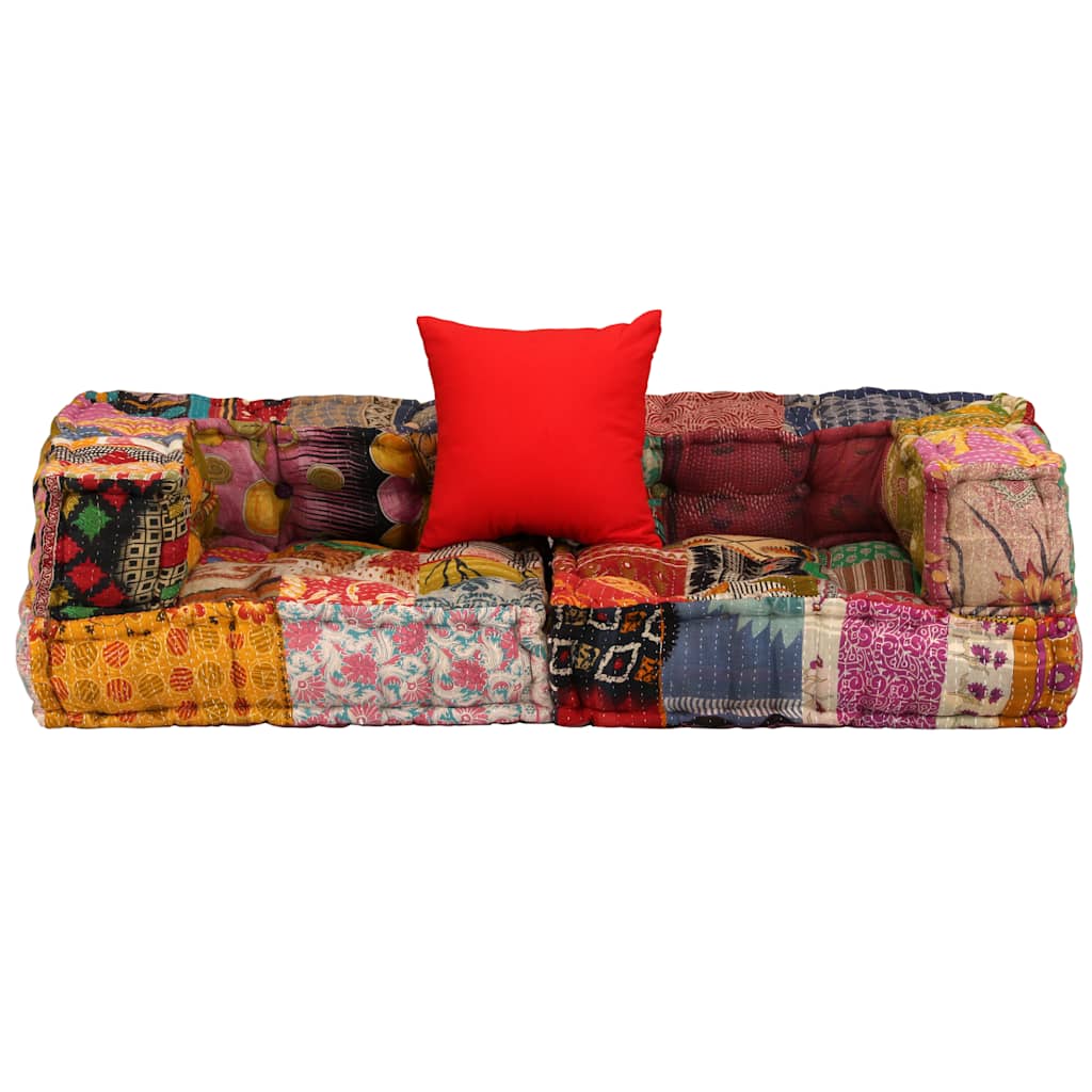 Pouf Modulare a 2 Posti in Tessuto Patchwork | homemem39