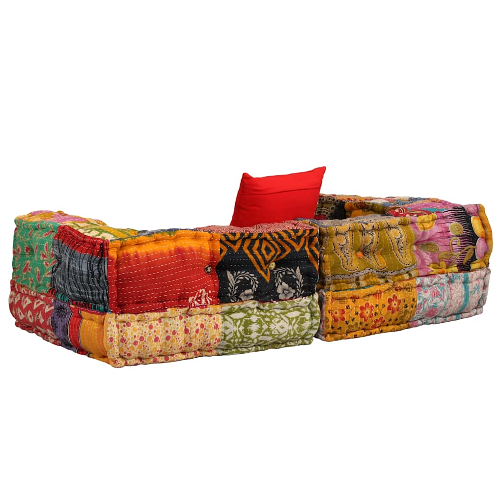 Pouf Modulare a 2 Posti in Tessuto Patchwork | homemem39