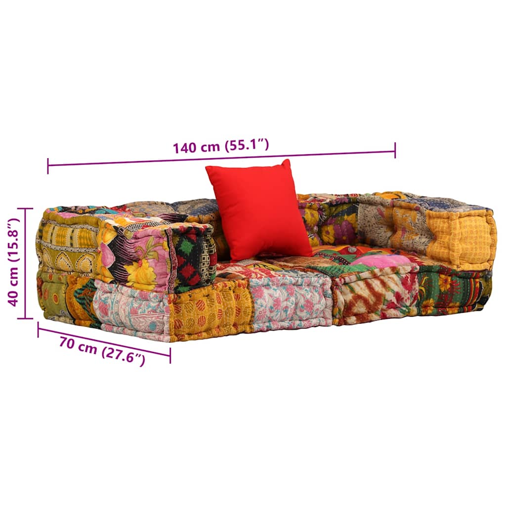 Pouf Modulare a 2 Posti in Tessuto Patchwork | homemem39