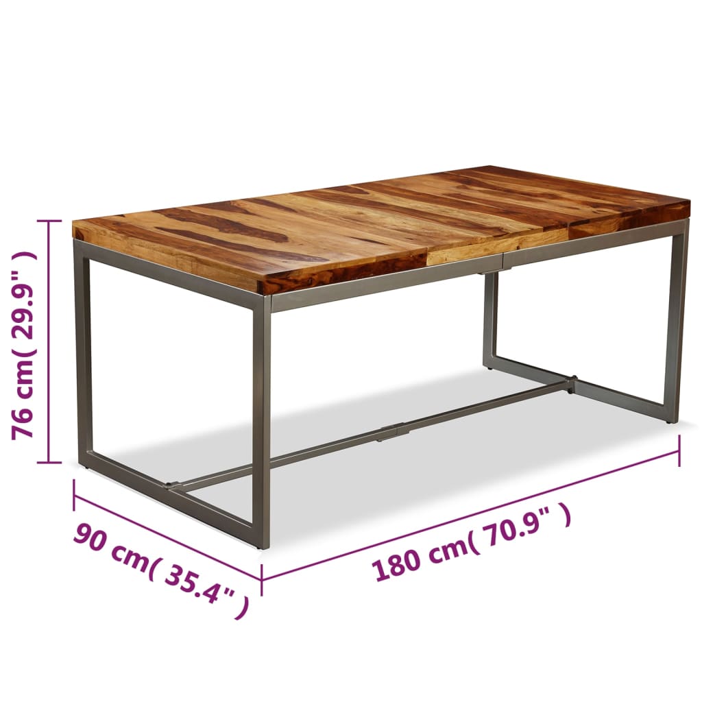 Tavolo da Pranzo in Legno Massello di Acacia e Acciaio 180 cm - homemem39