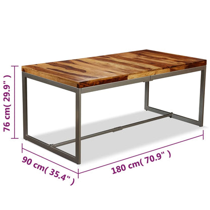 Tavolo da Pranzo in Legno Massello di Acacia e Acciaio 180 cm - homemem39