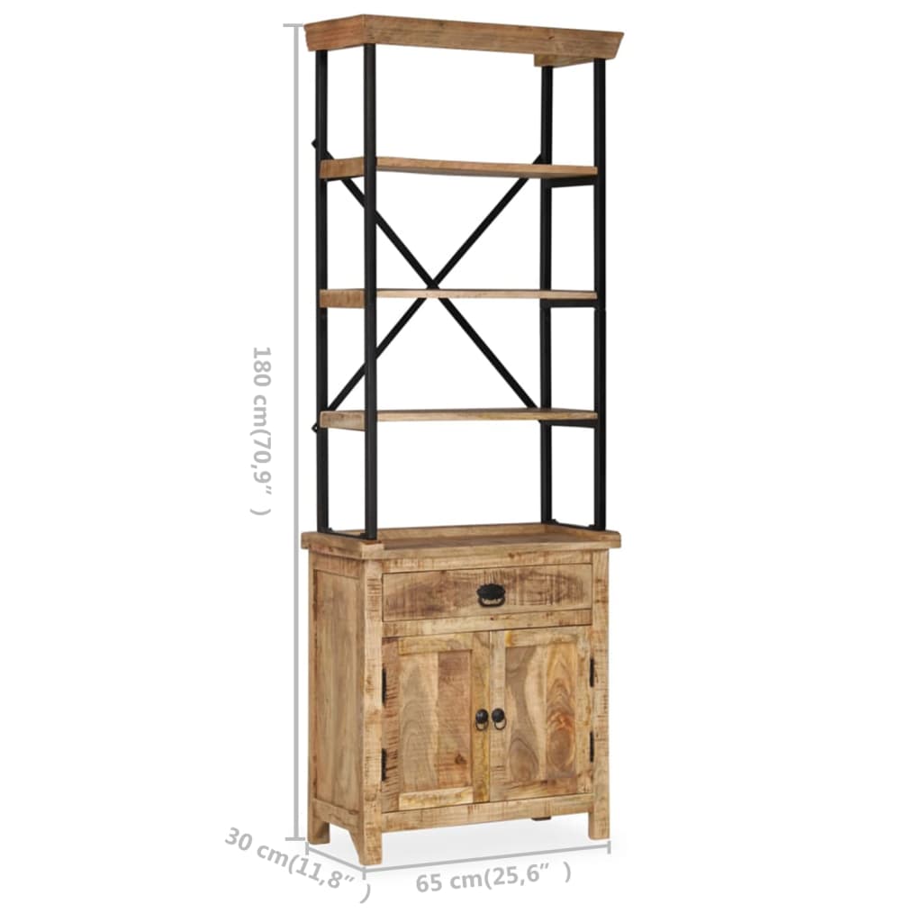 Credenza con Ripiani in Legno Massello di Mango 65x30x180 cm