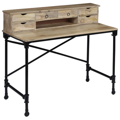 Scrivania in Legno Massello di Mango e Acciaio 110x50x96 cm