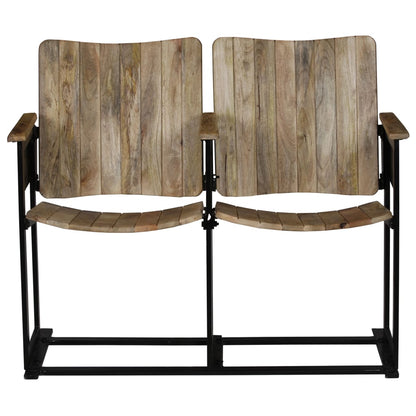 Panca a 2 Posti in Legno Massello di Mango e Acciaio - homemem39