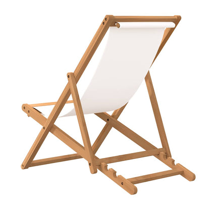 Sedia a Sdraio in Legno di Teak 56x105x96 cm Crema - homemem39
