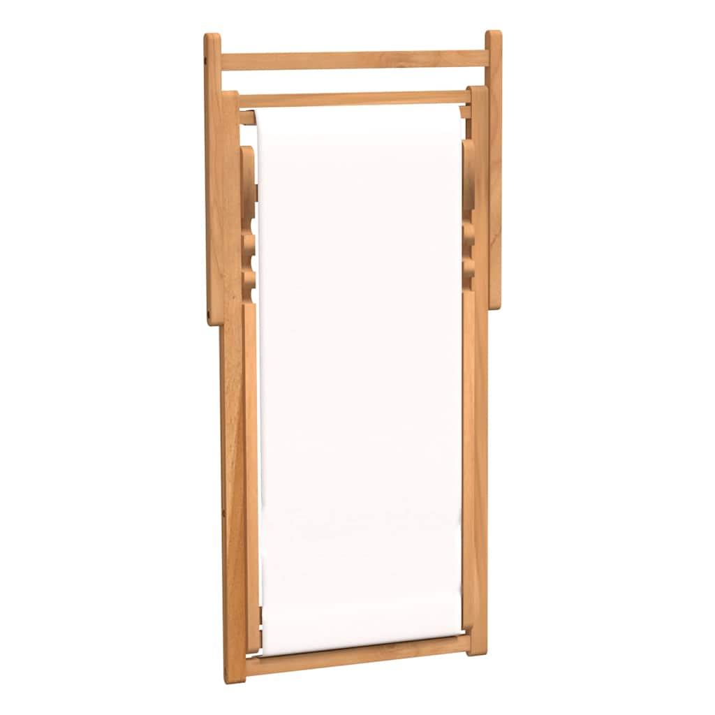 Sedia a Sdraio in Legno di Teak 56x105x96 cm Crema | homemem39