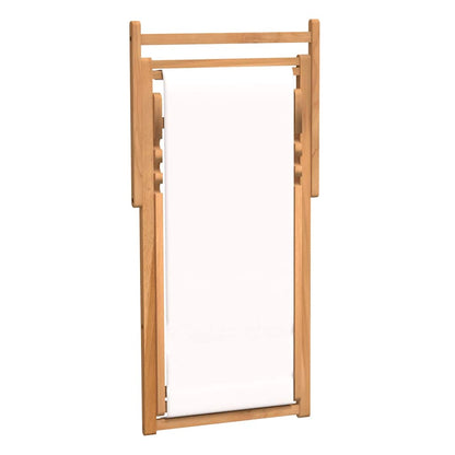 Sedia a Sdraio in Legno di Teak 56x105x96 cm Crema | homemem39