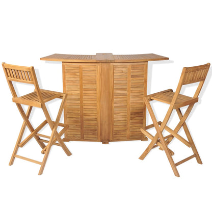 Set da Bistrot 3 pz con Sedie Pieghevoli in Massello di Teak - homemem39