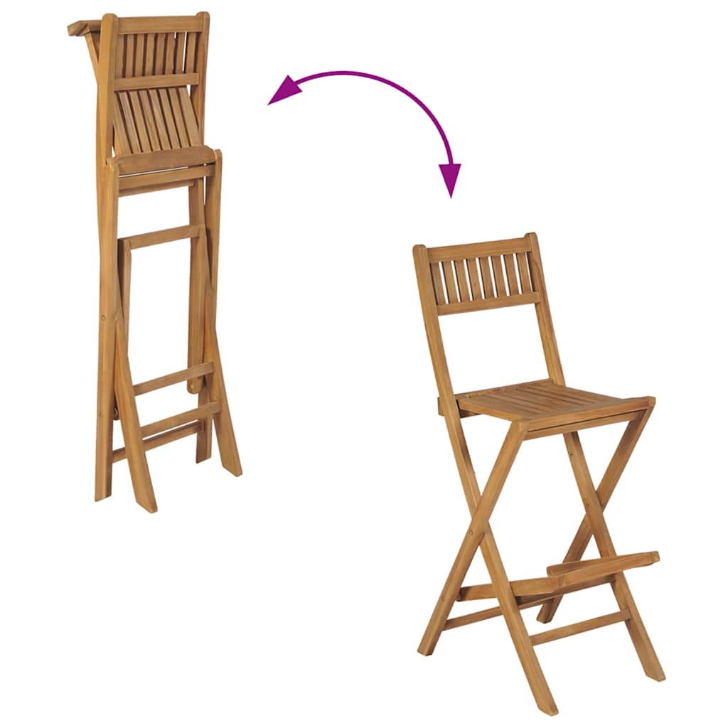 Sgabelli da Bar da Esterno Pieghevoli 2 pz in Massello di Teak - homemem39