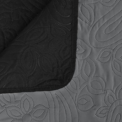 Copriletto Double-Face Trapuntato 220x240 cm Grigio e Nero - homemem39