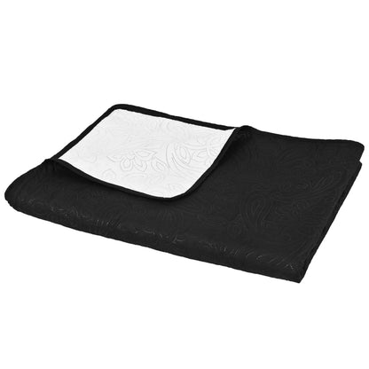 Copriletto Double-Face Trapuntato 170x210 cm Nero e Bianco - homemem39