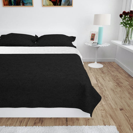 Copriletto Double-Face Trapuntato 170x210 cm Nero e Bianco - homemem39