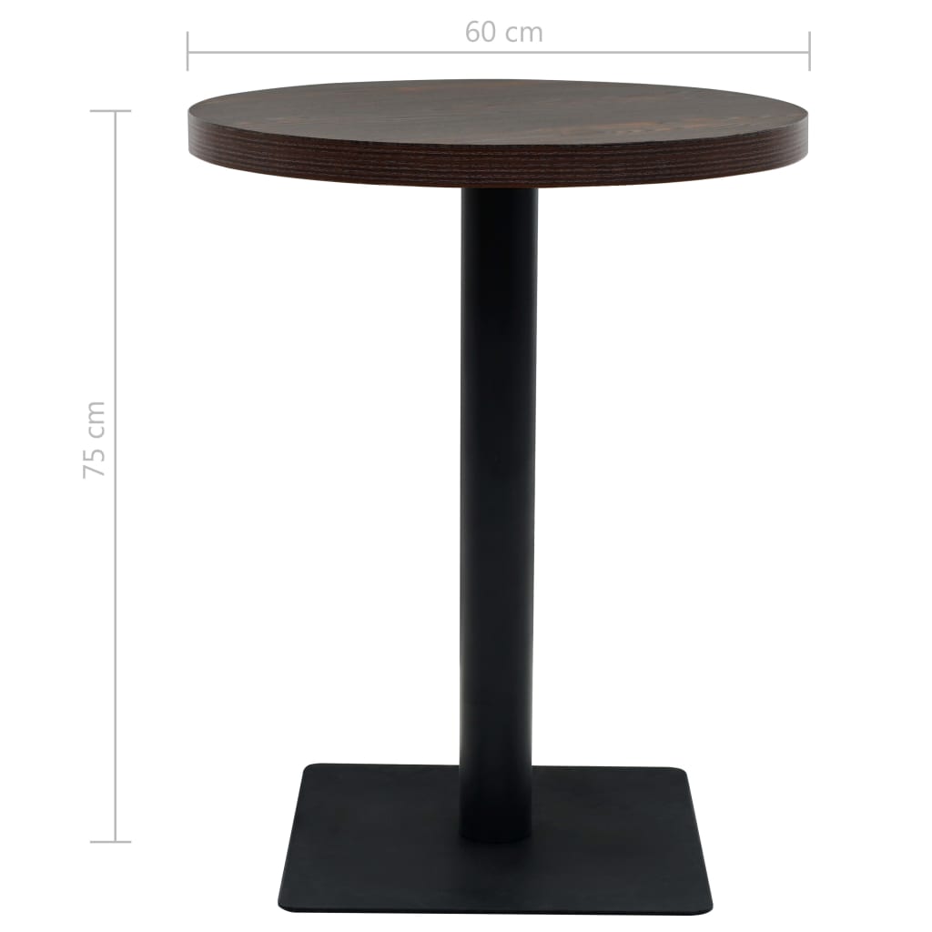 Tavolo Bistrot in MDF e Acciaio Rotondo 60x75 cm Cenere Scura | homemem39