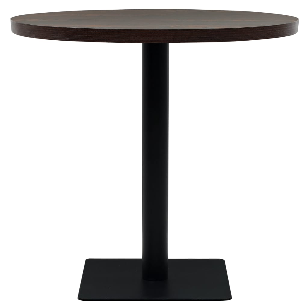 Tavolo Bistrot in MDF e Acciaio Rotondo 80x75 cm Cenere Scura | homemem39