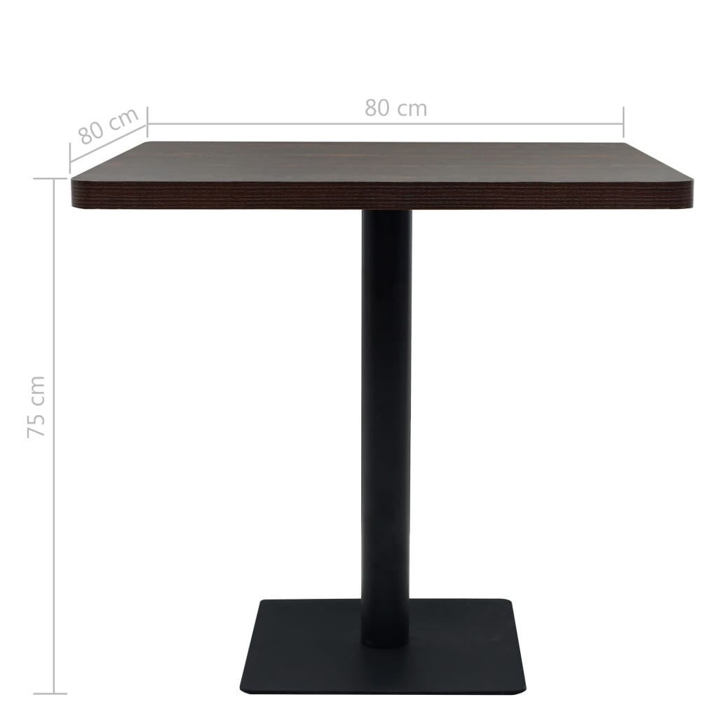 Tavolo Bistrot MDF e Acciaio Quadrato 80x80x75 cm Cenere Scura | homemem39