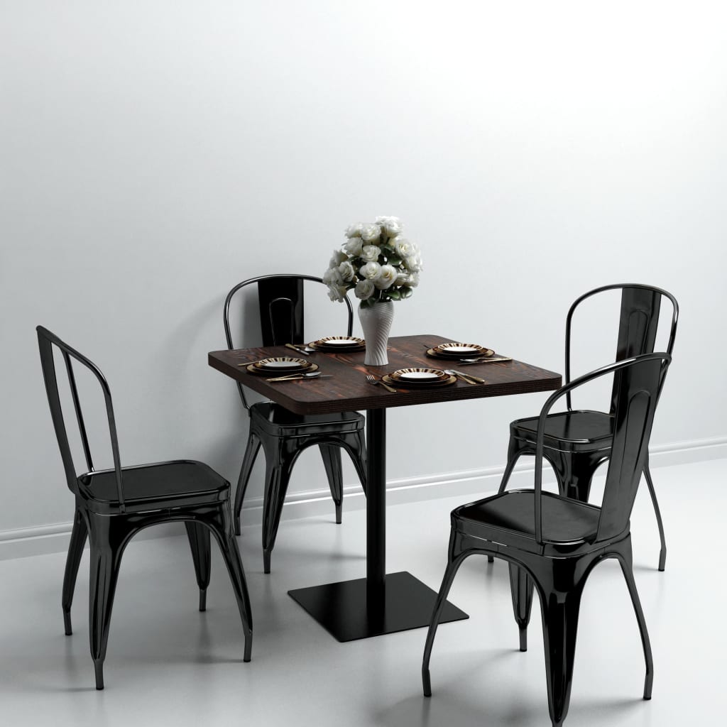 Tavolo Bistrot MDF e Acciaio Quadrato 80x80x75 cm Cenere Scura | homemem39