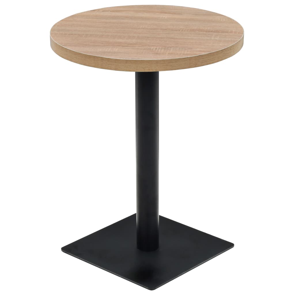 Tavolo Bistrot in MDF e Acciaio Rotondo 60x75 cm Colore Rovere | homemem39