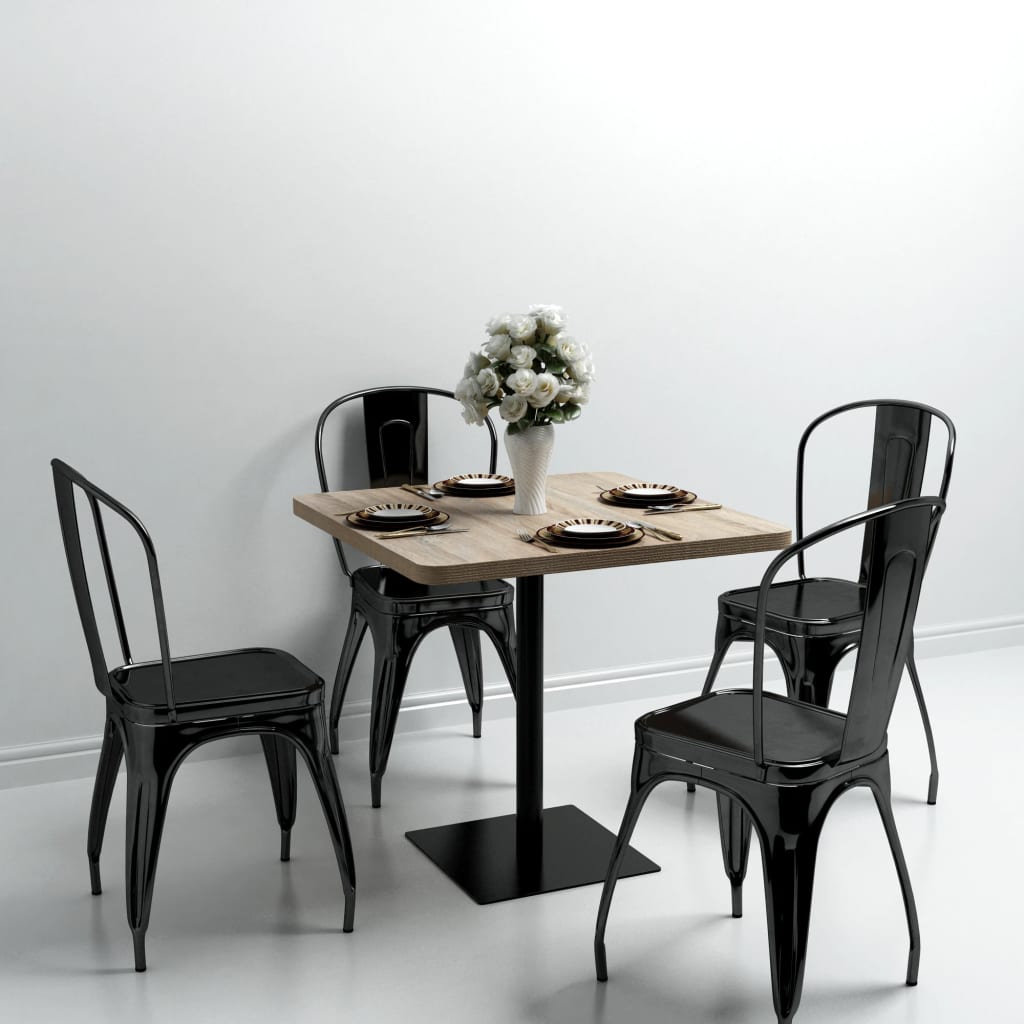Tavolo Bistrot MDF e Acciaio Quadrato 80x80x75 cm Color Rovere | homemem39