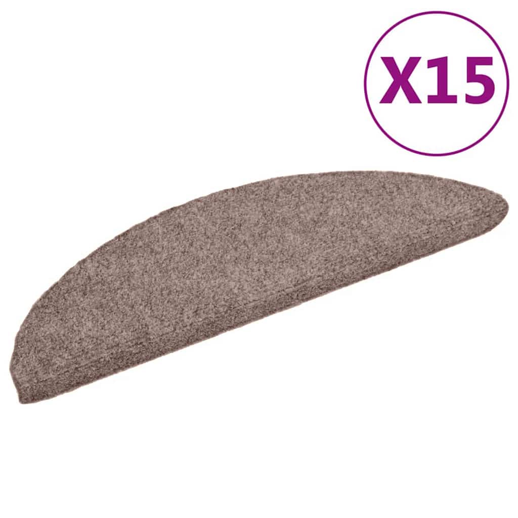 Tappetini per scale autoadesivi 15 pz 56x17x3 cm Marrone Chiaro Semicircolari - homemem39