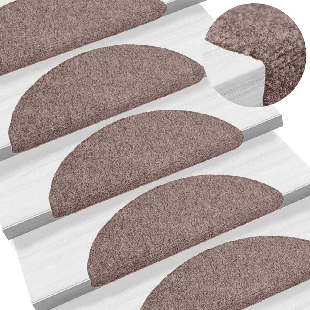 Tappetini per scale autoadesivi 15 pz 56x17x3 cm Marrone Chiaro Semicircolari - homemem39