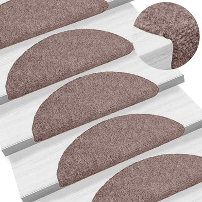 Tappetini per scale autoadesivi 15 pz 56x17x3 cm Marrone Chiaro Semicircolari - homemem39