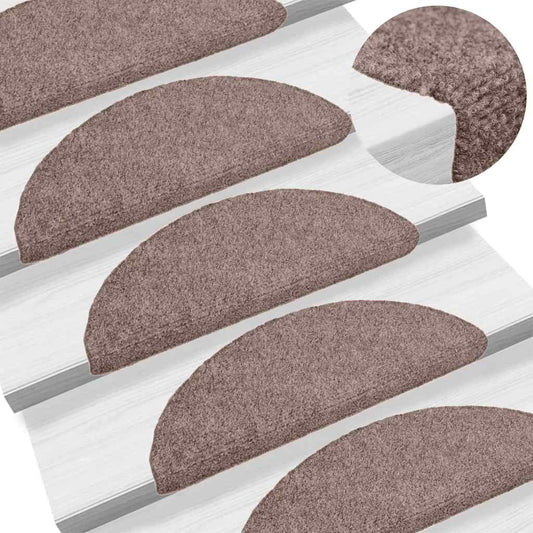 Tappetini per scale autoadesivi 15 pz 56x17x3 cm Marrone Chiaro Semicircolari - homemem39
