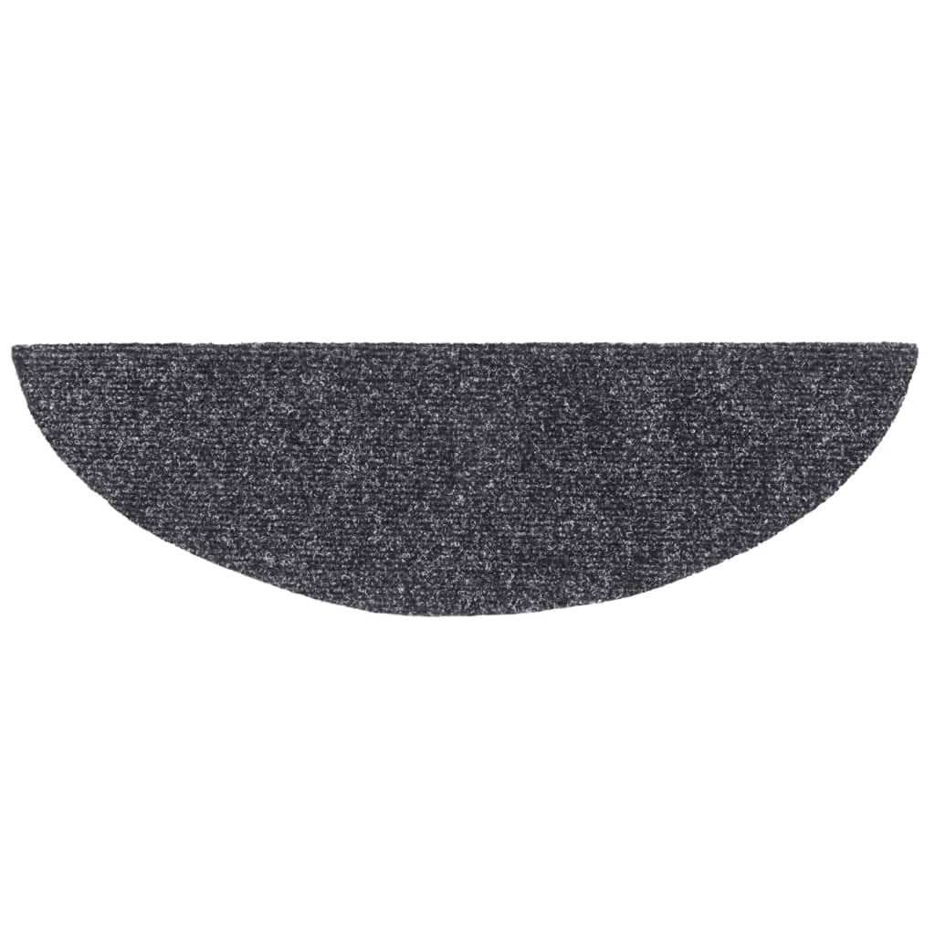 Tappetini per scale autoadesivi 15 pz 56x17x3 cm Grigio scuro semicircolari - homemem39