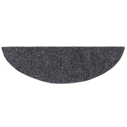 Tappetini per scale autoadesivi 15 pz 56x17x3 cm Grigio scuro semicircolari - homemem39