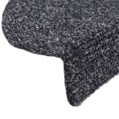 Tappetini per scale autoadesivi 15 pz 56x17x3 cm Grigio scuro semicircolari - homemem39