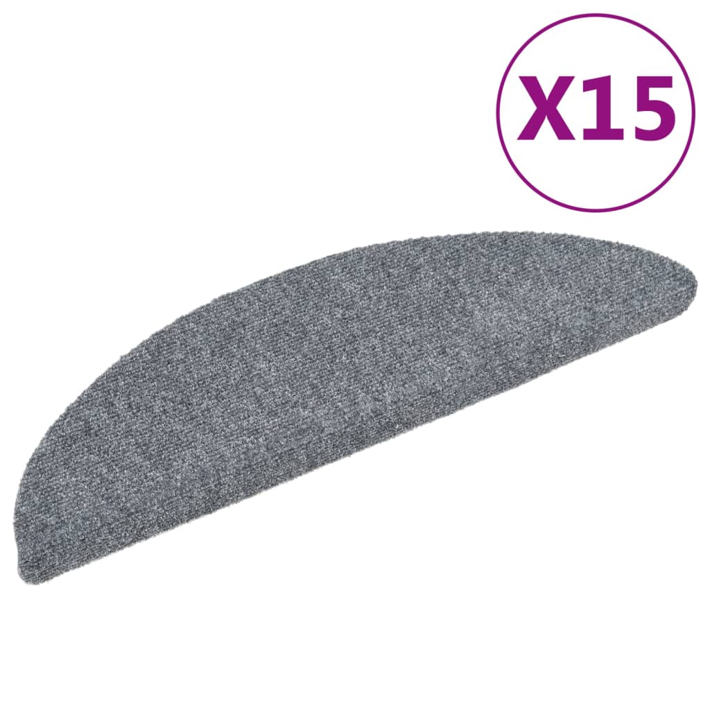 Tappetini per scale autoadesivi 15 pz 56x17x3 cm Grigio chiaro semicircolari - homemem39