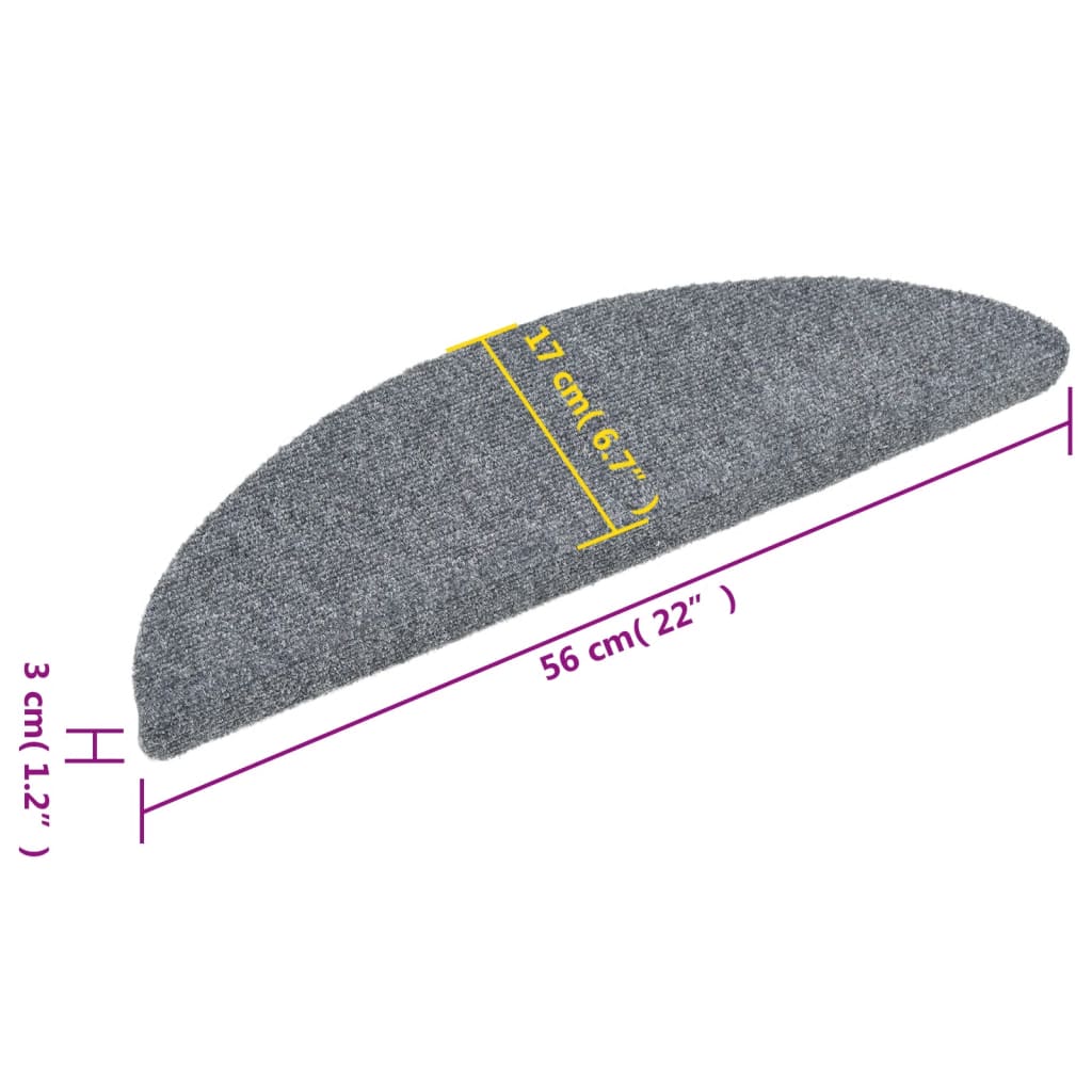 Tappetini per scale autoadesivi 15 pz 56x17x3 cm Grigio chiaro semicircolari - homemem39
