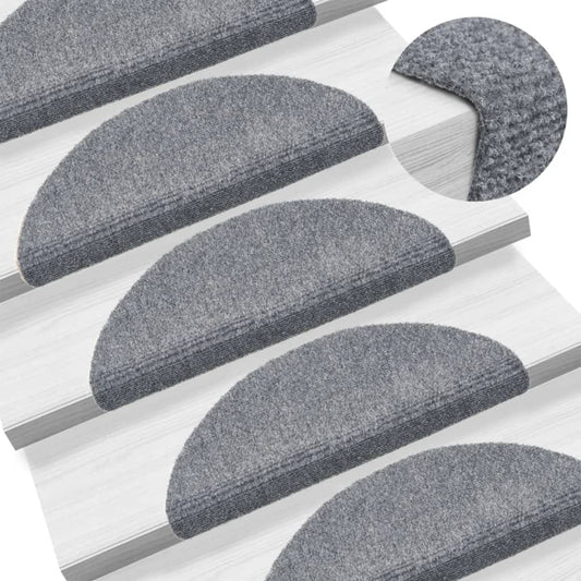 Tappetini per scale autoadesivi 15 pz 56x17x3 cm Grigio chiaro semicircolari - homemem39