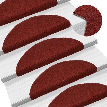 Tappetini per scale autoadesivi 15 pz 56x17x3 cm Bordeaux Rosso Semicircolari - homemem39